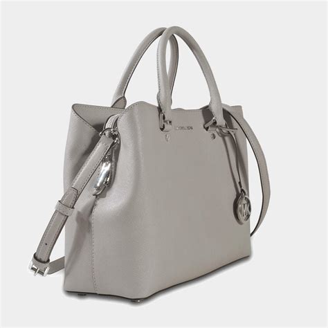 michael kors savannah large grey|Michael Kors large saffiano satchel.